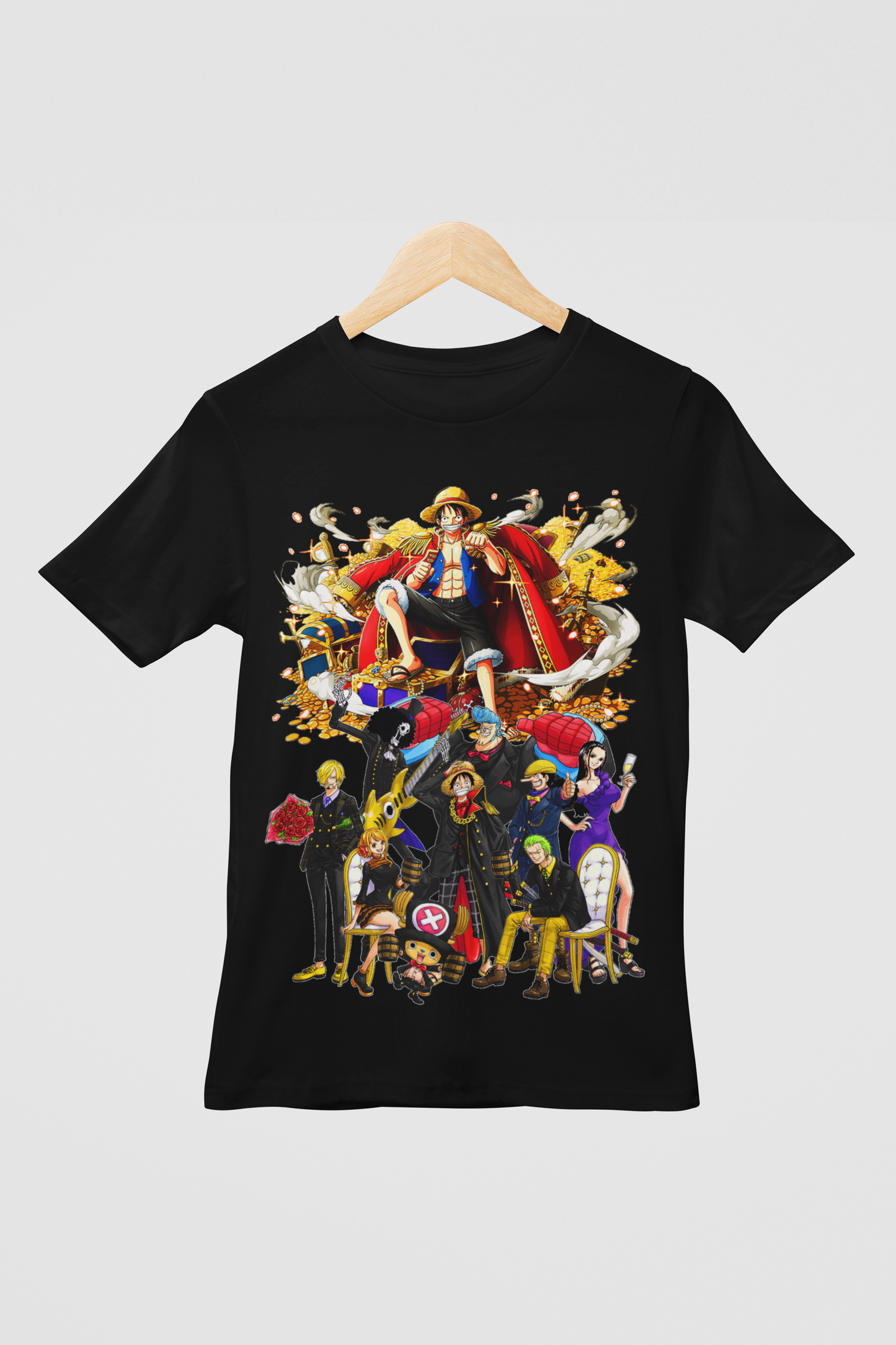 One Piece  Unisex Regular fit Tshirt, Anime Graphic T-shirt, Black, Cotton, Anime Print (OP-77)