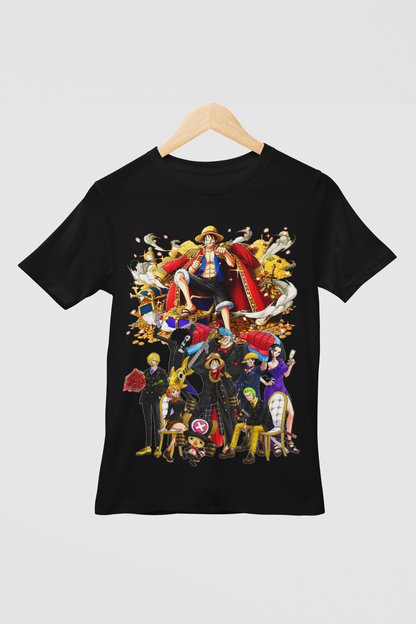 One Piece  Unisex Regular fit Tshirt, Anime Graphic T-shirt, Black, Cotton, Anime Print (OP-77)