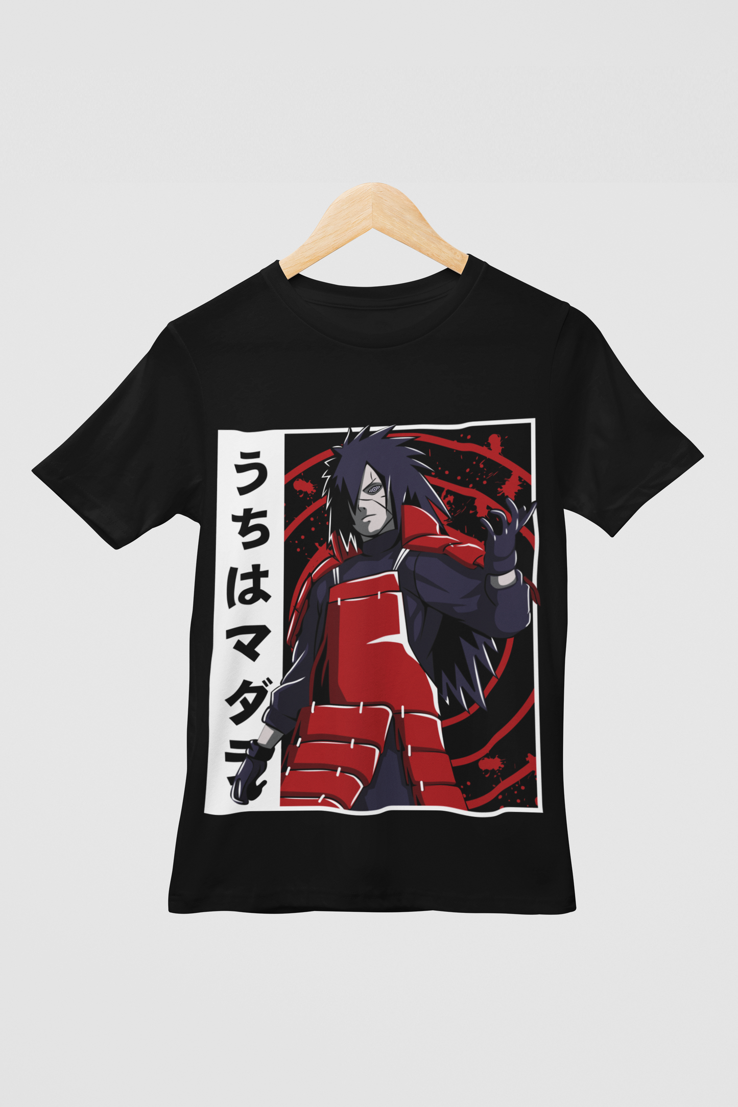 Madara Uchiha Naruto Unisex Regular fit Tshirt, Anime Graphic T-shirt, Black, Cotton, Anime Print