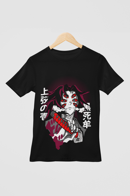 Kokushibo Demon Slayer Unisex Regular fit Tshirt, Anime Graphic T-shirt, Black, Cotton, Anime Print