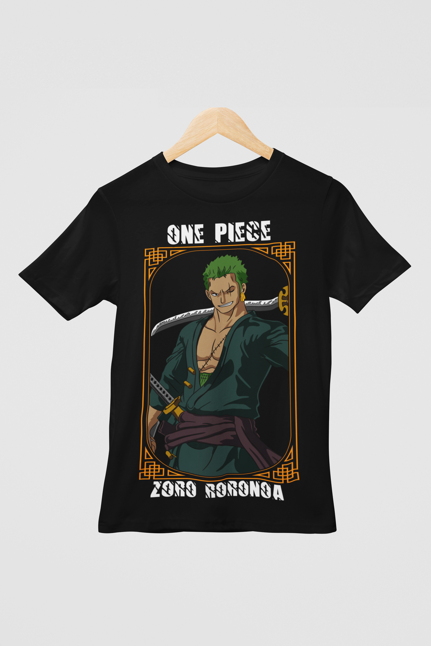 Roronoa Zoro One Piece  Unisex Regular fit Tshirt, Anime Graphic T-shirt, Black, Cotton, Anime Print