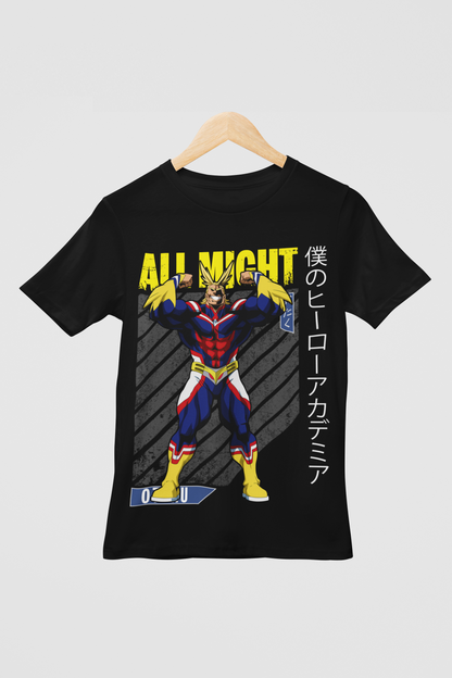 All Might My Hero Academia Unisex Regular fit Tshirt, Anime Graphic T-shirt, Black, Cotton, Anime Print