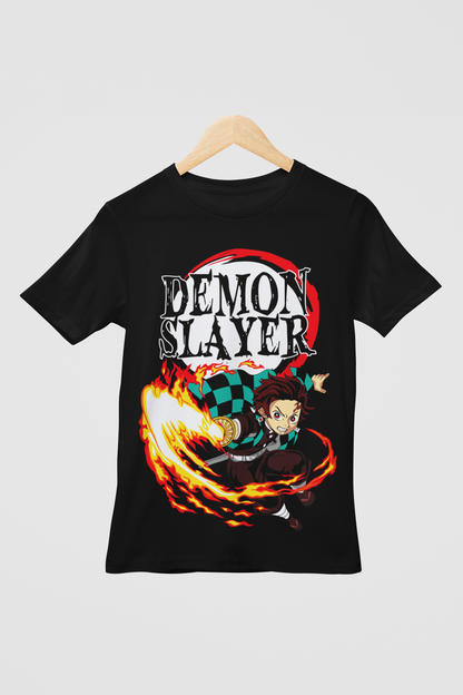 Tanjiro D-2 Demon Slayer Unisex Regular fit T-shirt, Anime Graphic T-shirt, Black, Cotton, Anime Print
