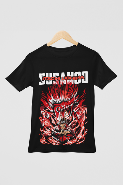 Itachi Uchiha (D-2) Naruto Unisex Regular fit Tshirt, Anime Graphic T-shirt, Black, Cotton, Anime Print