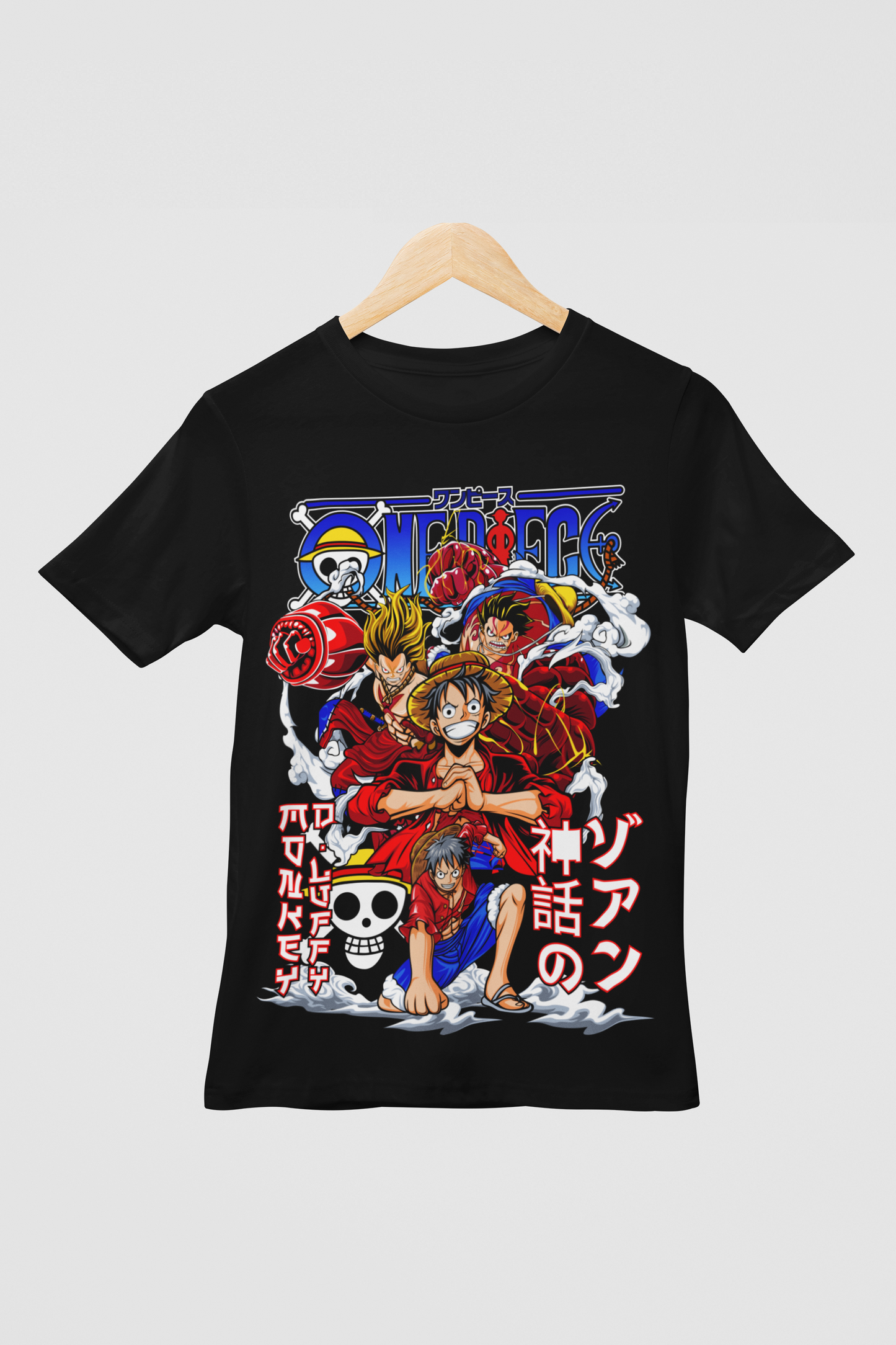 One Piece Unisex Regular fit Tshirt, Anime Graphic T-shirt, Black, Cotton, Anime Print