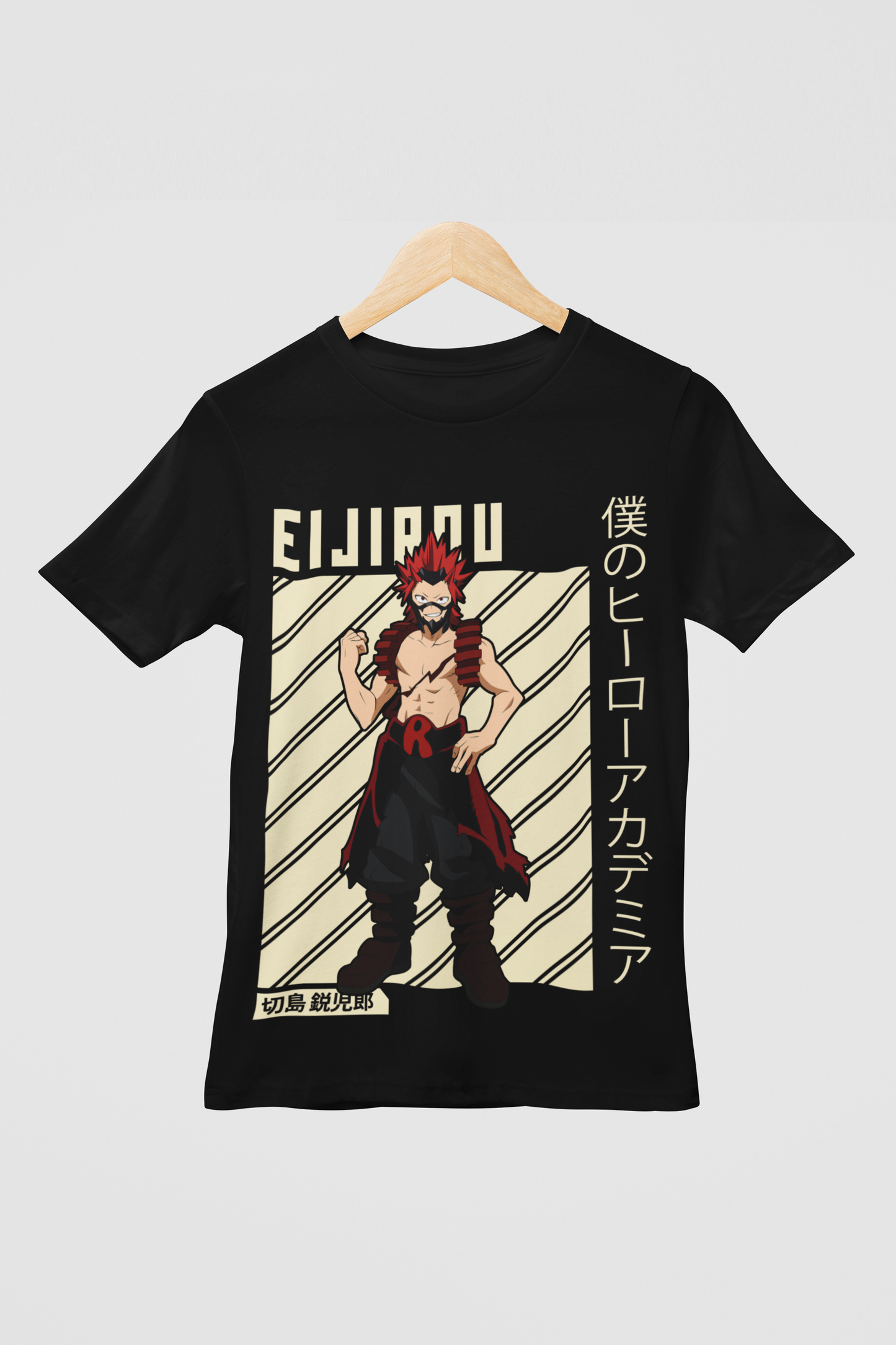 Eijiro Kirishima My Hero Academia Unisex Regular fit Tshirt, Anime Graphic T-shirt, Black, Cotton, Anime Print