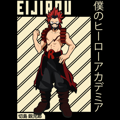 Eijiro Kirishima My Hero Academia Unisex Regular fit Tshirt, Anime Graphic T-shirt, Black, Cotton, Anime Print