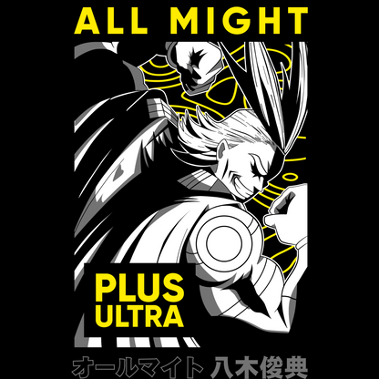 All Might (D-2) My Hero Academia Unisex Regular fit Tshirt, Anime Graphic T-shirt, Black, Cotton, Anime Print