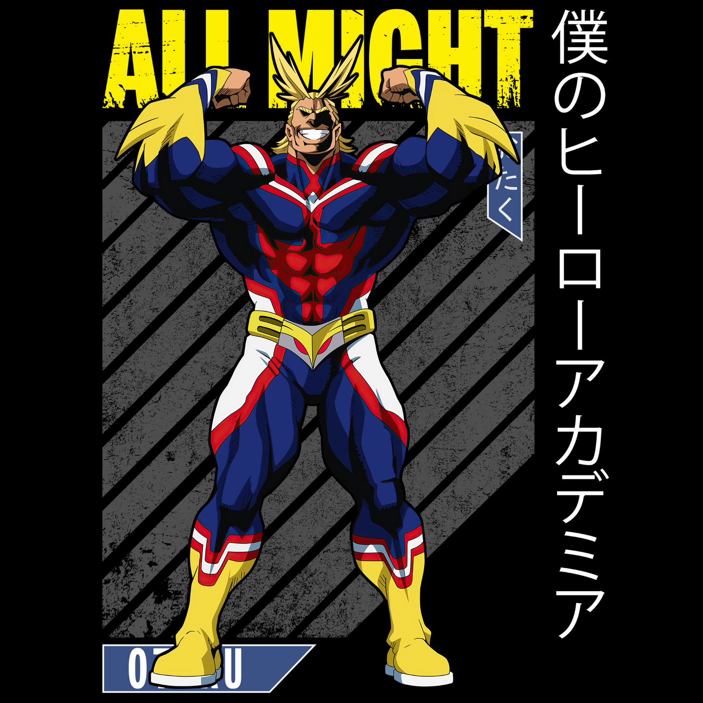 All Might My Hero Academia Unisex Regular fit Tshirt, Anime Graphic T-shirt, Black, Cotton, Anime Print