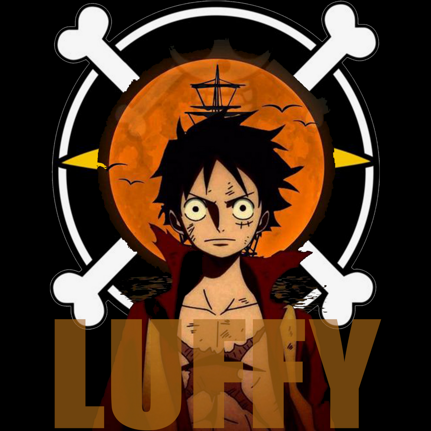 Luffy (D-2) One Piece  Unisex Regular fit Tshirt, Anime Graphic T-shirt, Black, Cotton, Anime Print