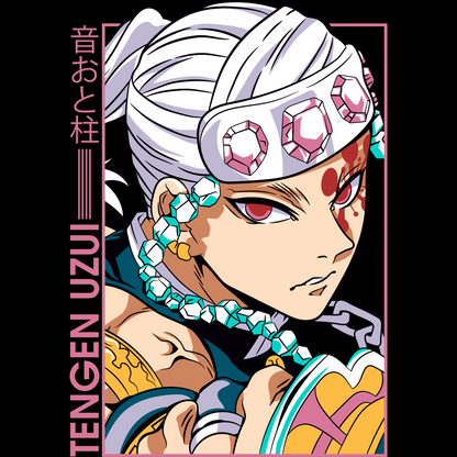 Tengen Uzui Demon Slayer Unisex Regular fit Tshirt, Anime Graphic T-shirt, Black, Cotton, Anime Print