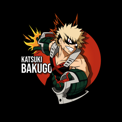 Katsuki Bakugo My Hero Academia Unisex Regular fit Tshirt, Anime Graphic T-shirt, Black, Cotton, Anime Print
