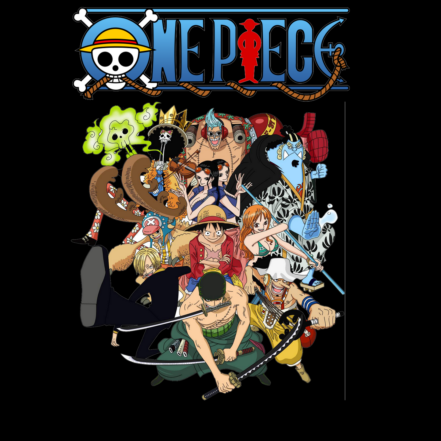 One Piece  Unisex Regular fit Tshirt, Anime Graphic T-shirt, Black, Cotton, Anime Print (OP-22)