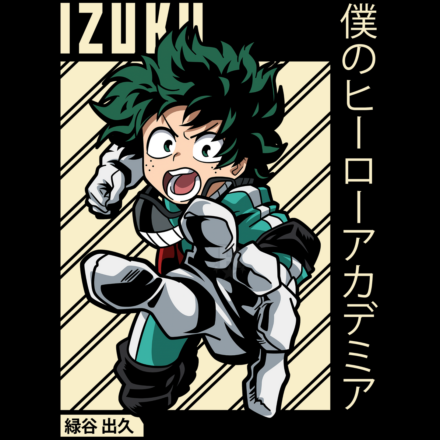 Izuku Midoriya My Hero Academia Unisex Regular fit Tshirt, Anime Graphic T-shirt, Black, Cotton, Anime Print