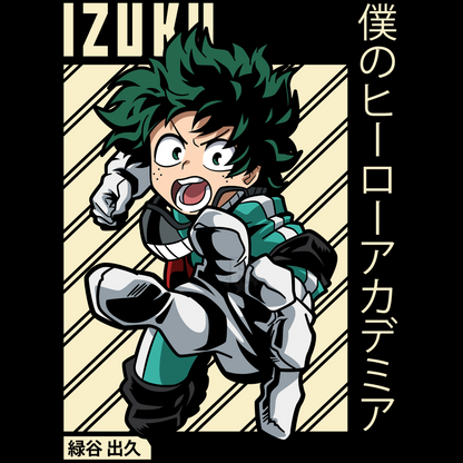 Izuku Midoriya My Hero Academia Unisex Regular fit Tshirt, Anime Graphic T-shirt, Black, Cotton, Anime Print