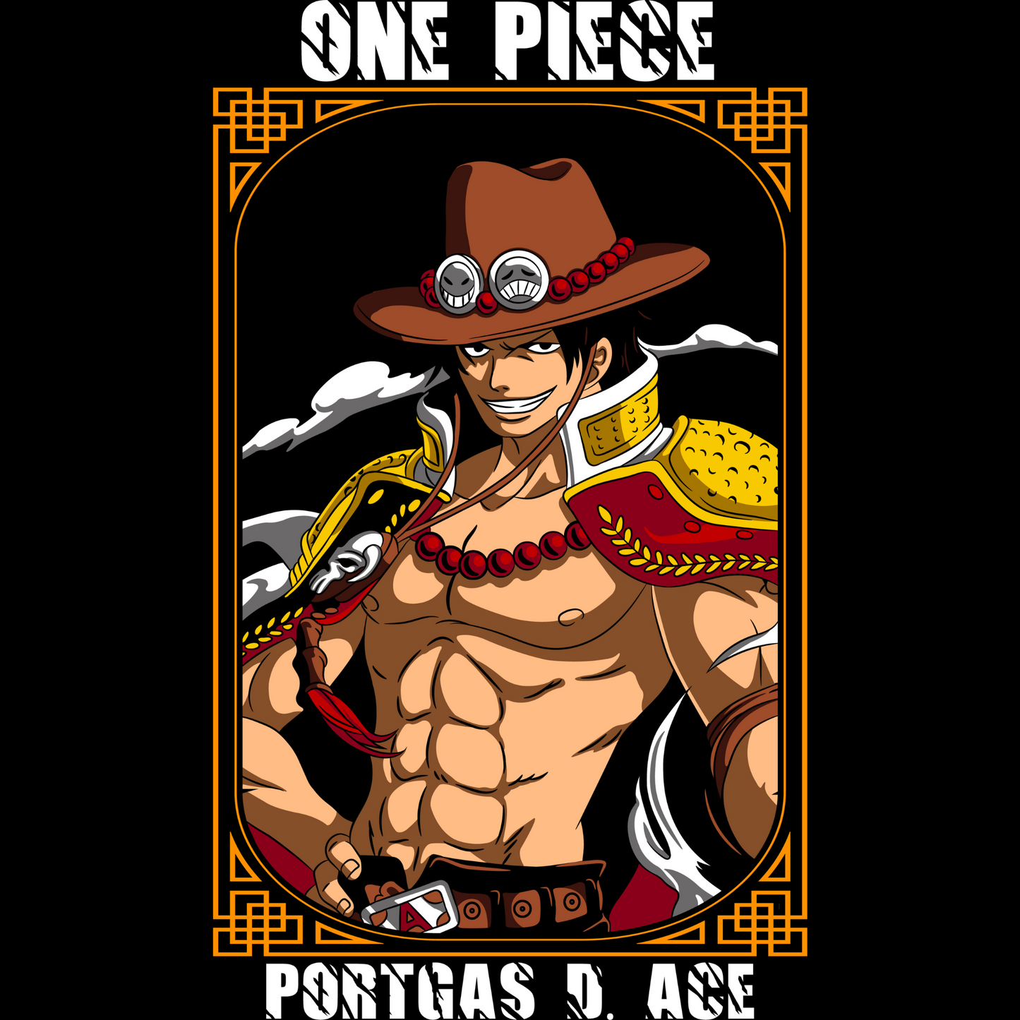 Portgas D. Ace One Piece  Unisex Regular fit Tshirt, Anime Graphic T-shirt, Black, Cotton, Anime Print