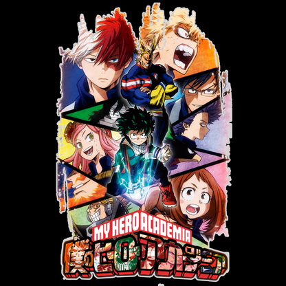 My Hero Academia Unisex Regular fit Tshirt, Anime Graphic T-shirt, Black, Cotton, Anime Print (MHA-55)
