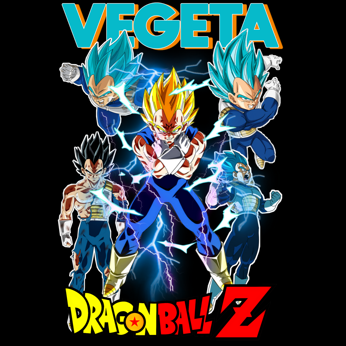 Vegeta Dragon Ball Z Unisex Regular fit Tshirt, Anime Graphic T-shirt, Black, Cotton, Anime Print