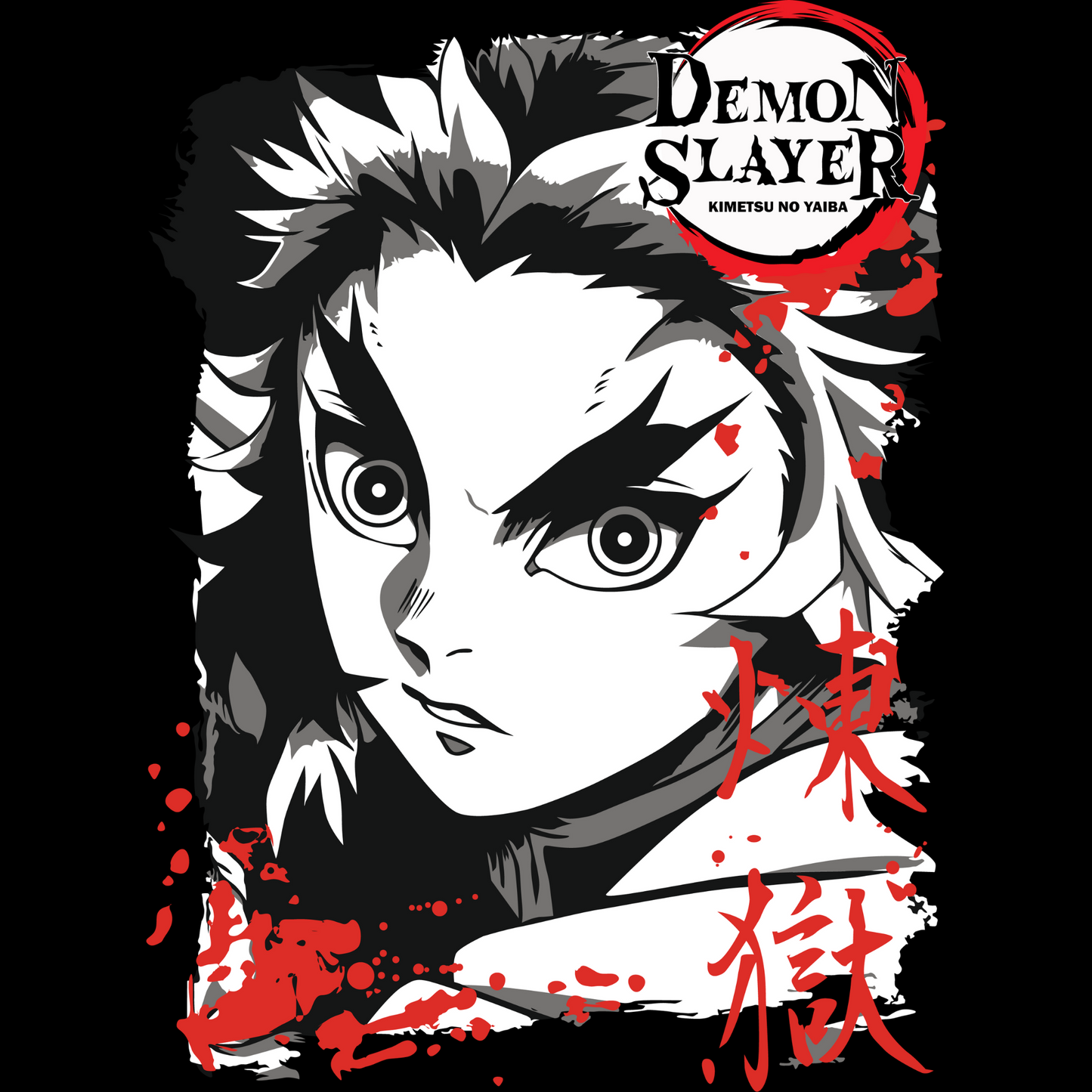 Kyōjurō Rengoku Demon Slayer Unisex Regular fit Tshirt, Anime Graphic T-shirt, Black, Cotton, Anime Print