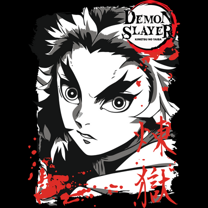 Kyōjurō Rengoku Demon Slayer Unisex Regular fit Tshirt, Anime Graphic T-shirt, Black, Cotton, Anime Print
