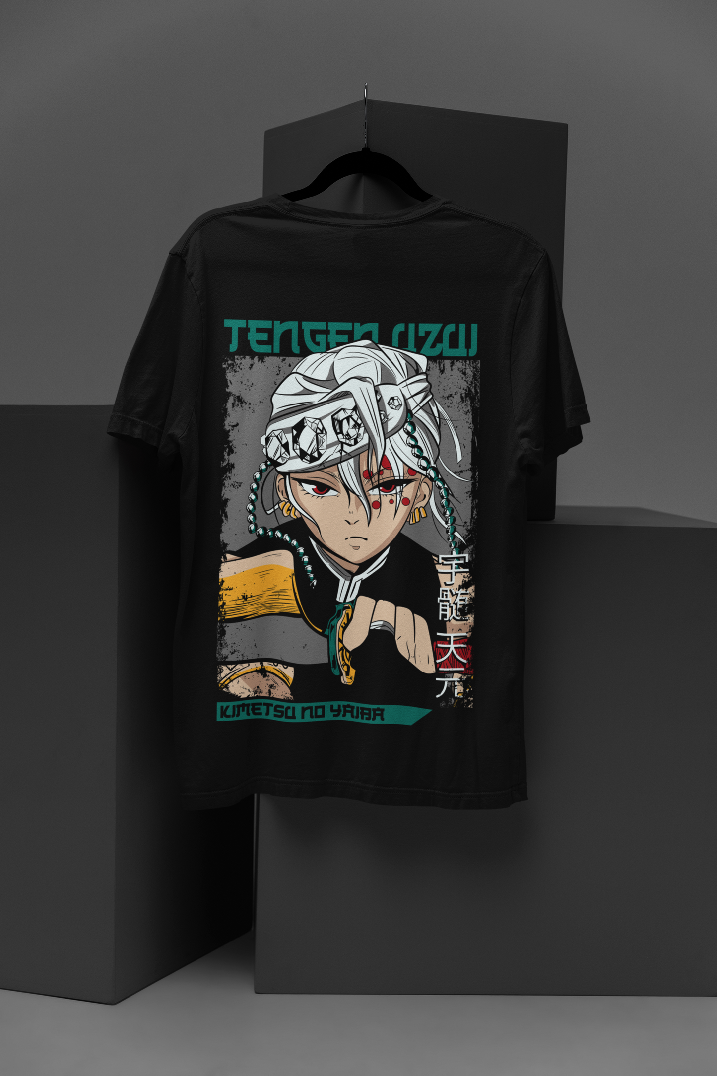 Tengen Uzui D-2 Demon Slayer Unisex Regular fit Tshirt, Anime Graphic T-shirt, Black, Cotton, Anime Print