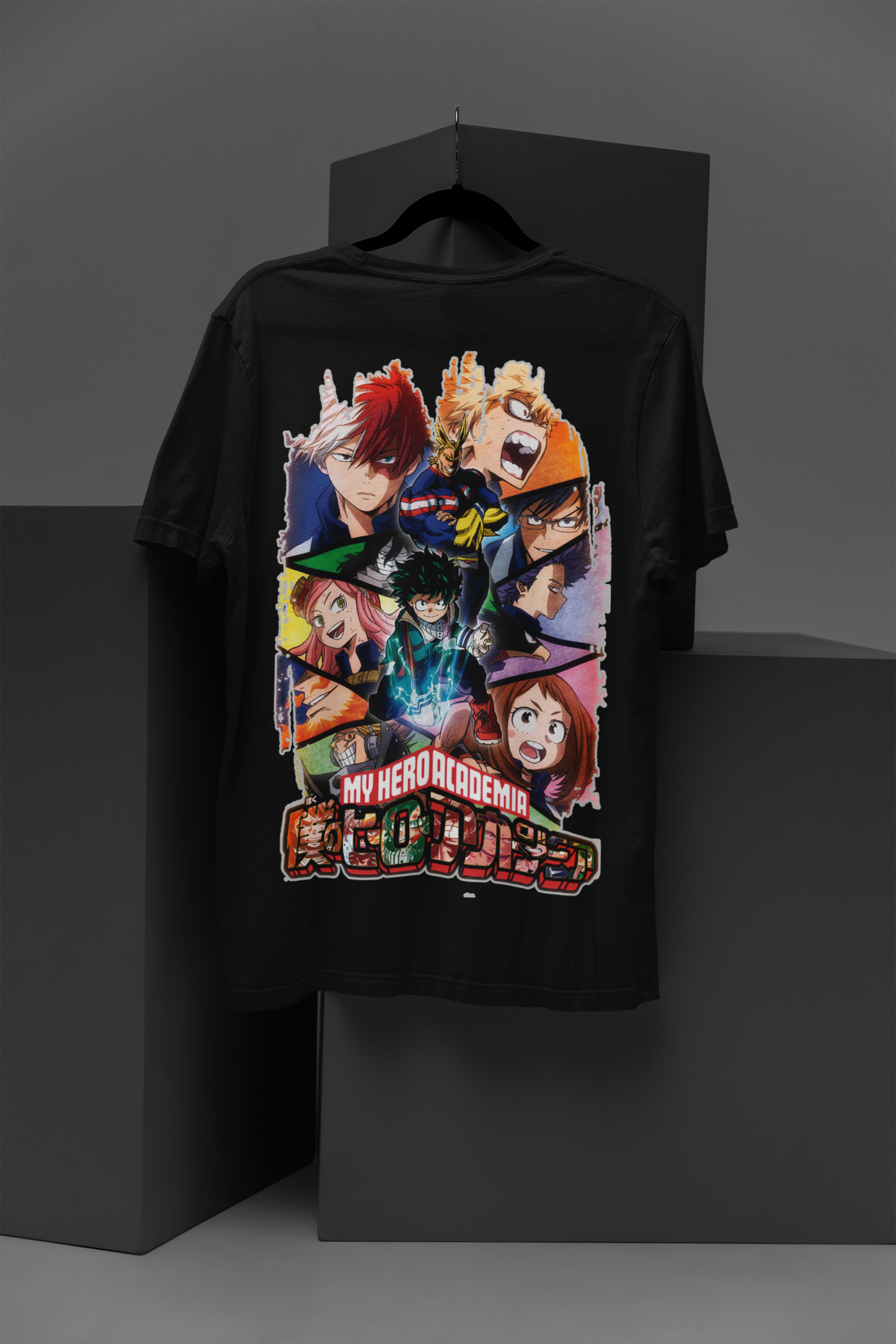 My Hero Academia Unisex Regular fit Tshirt, Anime Graphic T-shirt, Black, Cotton, Anime Print (MHA-55)