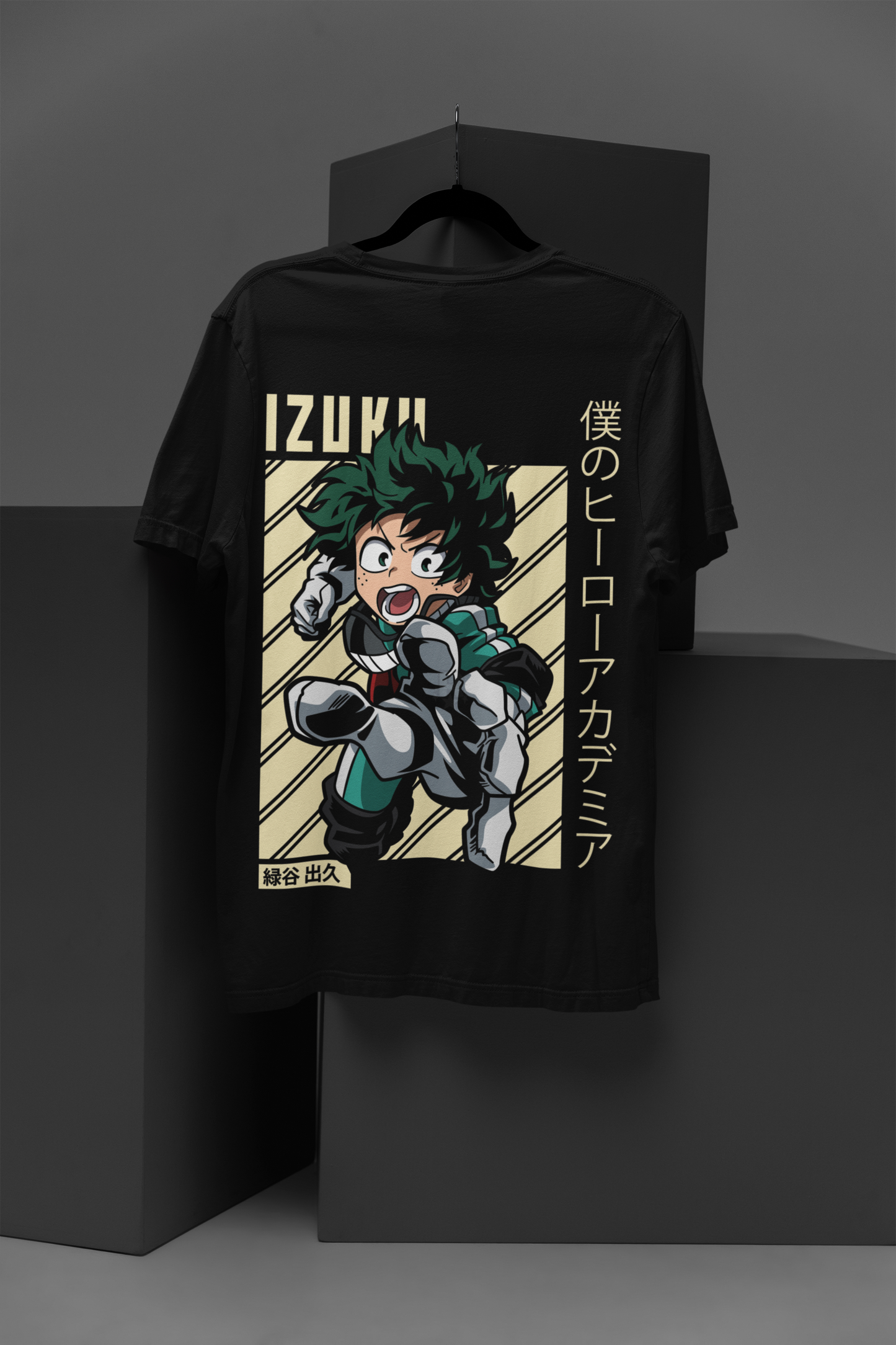 Izuku Midoriya My Hero Academia Unisex Regular fit Tshirt, Anime Graphic T-shirt, Black, Cotton, Anime Print
