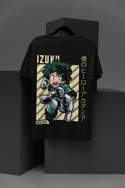 Izuku Midoriya My Hero Academia Unisex Regular fit Tshirt, Anime Graphic T-shirt, Black, Cotton, Anime Print