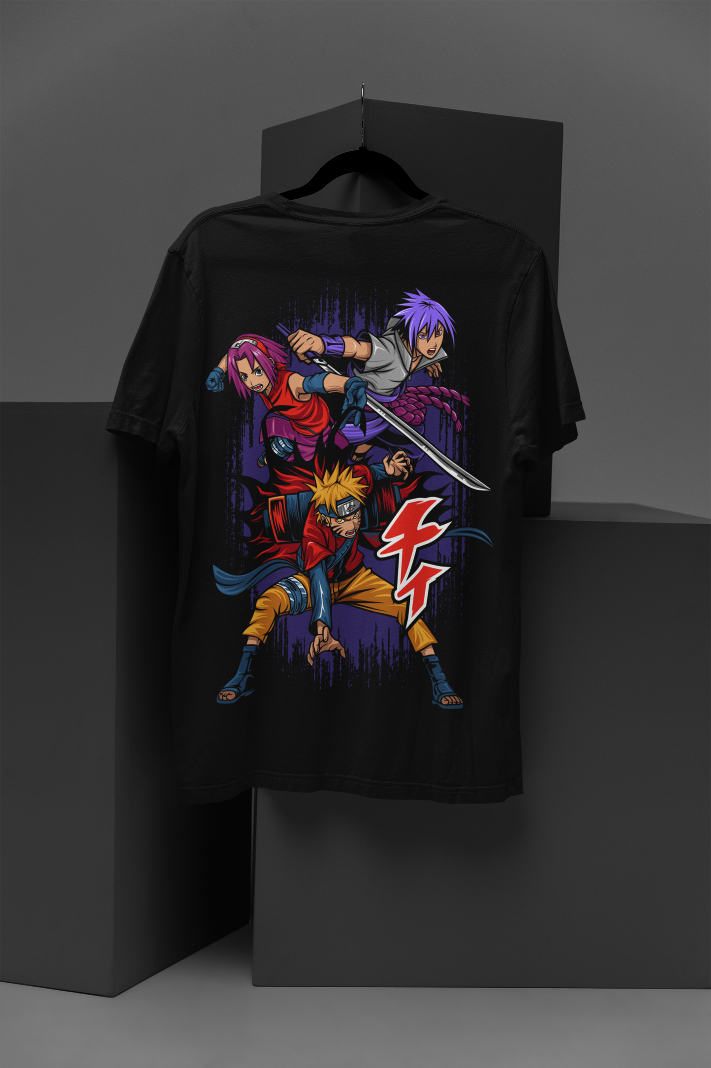 Naruto Unisex Regular fit Tshirt, Anime Graphic T-shirt, Black, Cotton, Anime Print (NRT-43)