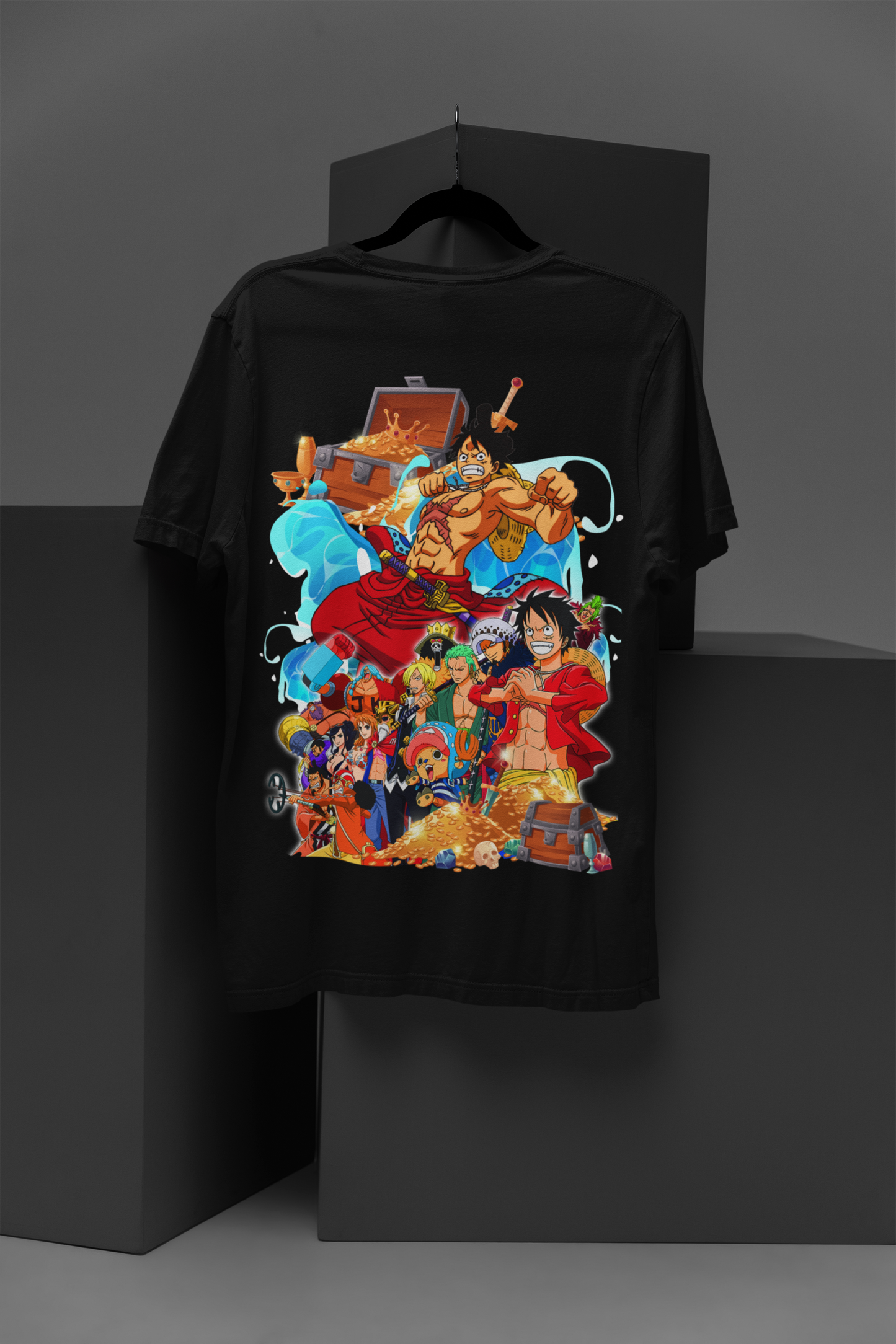One Piece  Unisex Regular fit Tshirt, Anime Graphic T-shirt, Black, Cotton, Anime Print (OP-44)
