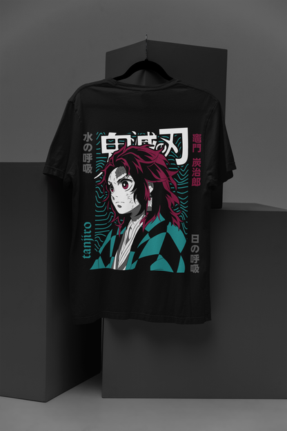 Tanjiro Demon Slayer Unisex Regular fit T-shirt, Anime Graphic T-shirt, Black, Cotton, Anime Print