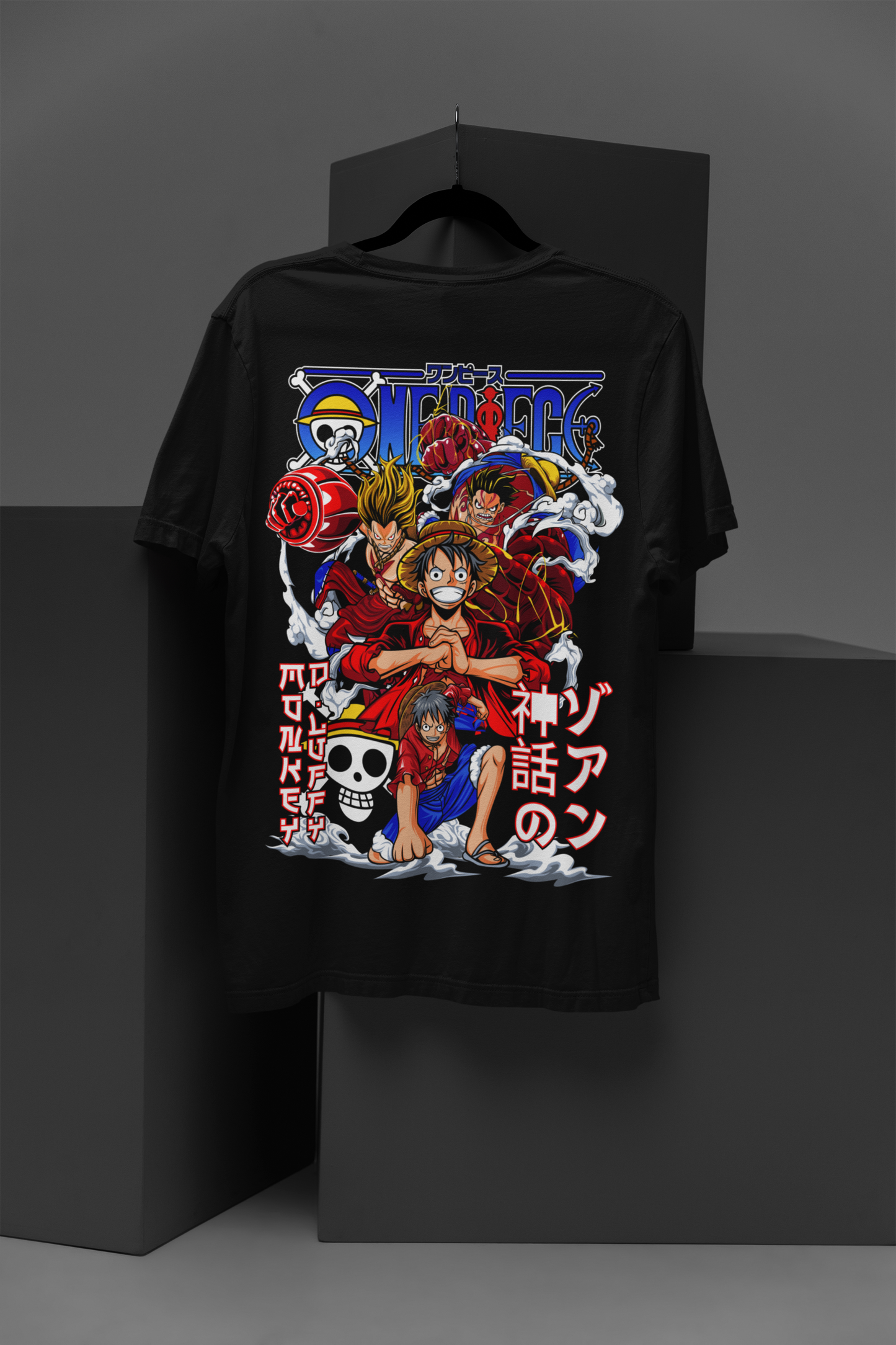 One Piece Unisex Regular fit Tshirt, Anime Graphic T-shirt, Black, Cotton, Anime Print