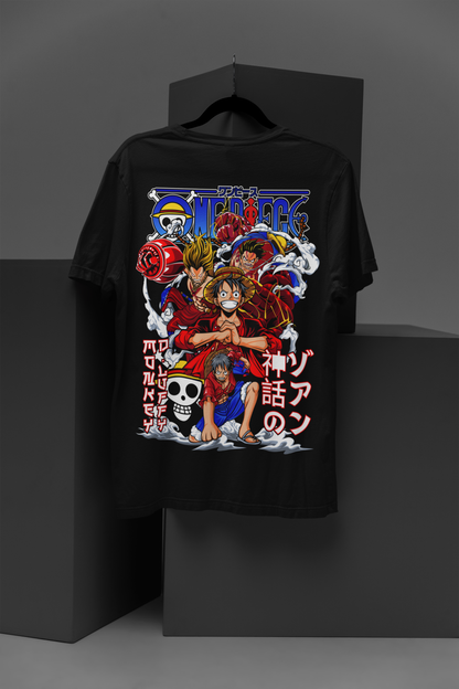 One Piece Unisex Regular fit Tshirt, Anime Graphic T-shirt, Black, Cotton, Anime Print