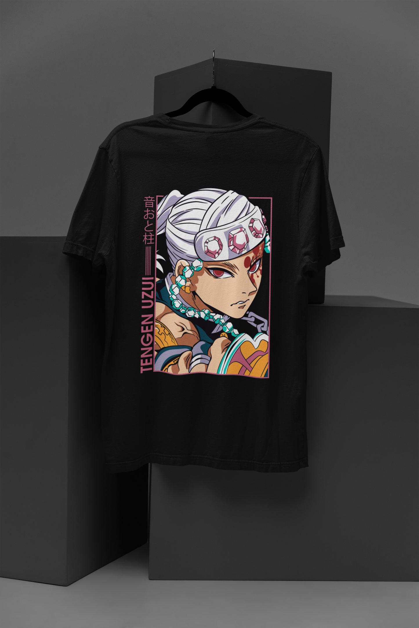 Tengen Uzui Demon Slayer Unisex Regular fit Tshirt, Anime Graphic T-shirt, Black, Cotton, Anime Print