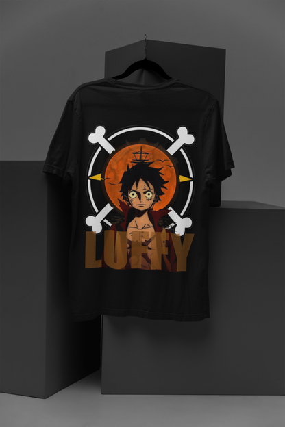 Luffy (D-2) One Piece  Unisex Regular fit Tshirt, Anime Graphic T-shirt, Black, Cotton, Anime Print