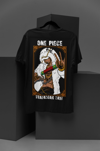 Trafalgar D. Water Law One Piece  Unisex Regular fit Tshirt, Anime Graphic T-shirt, Black, Cotton, Anime Print