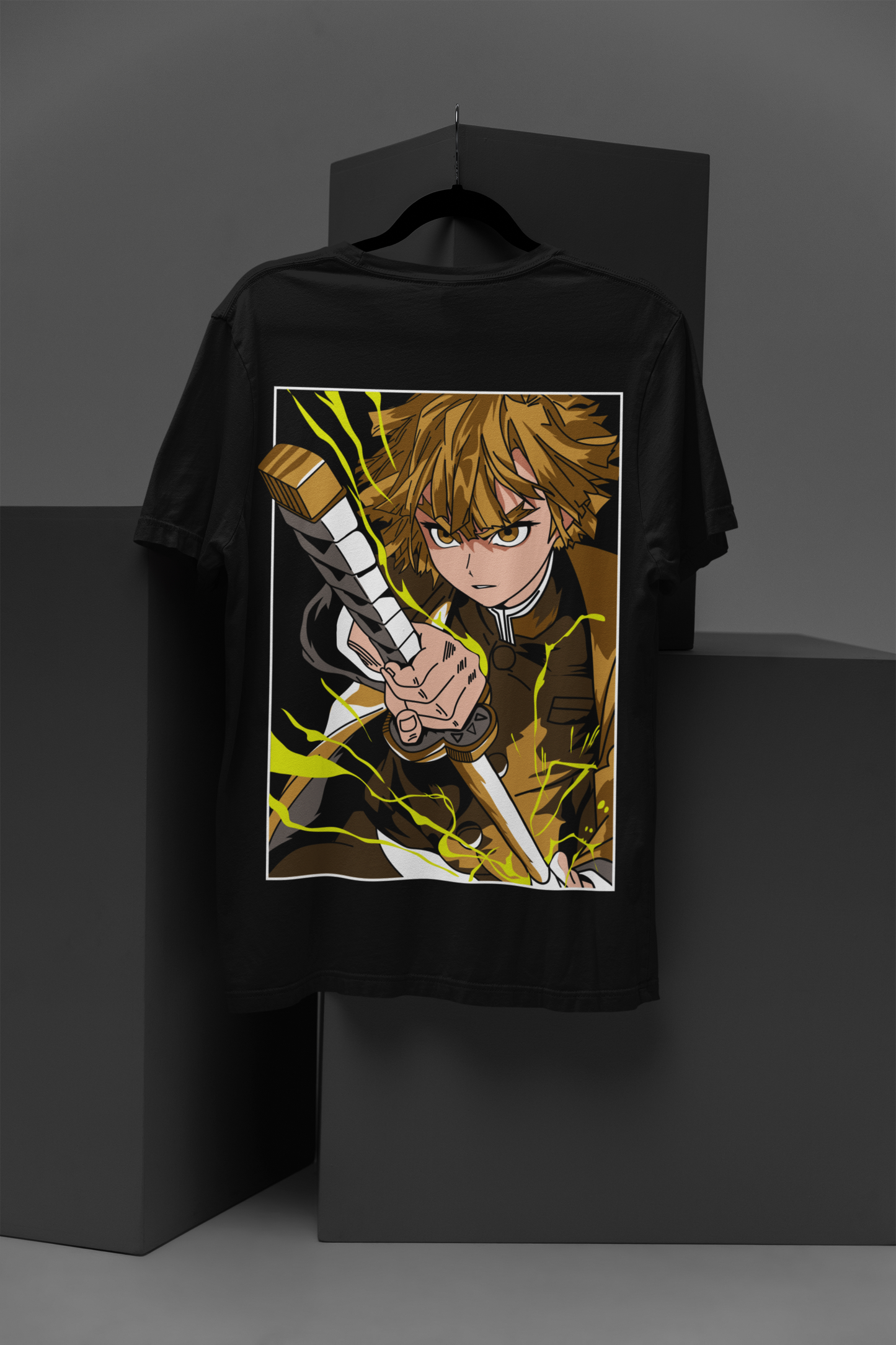 Zenitsu Demon Slayer Unisex Regular fit T-shirt, Anime Graphic T-shirt, Black, Cotton, Anime Print