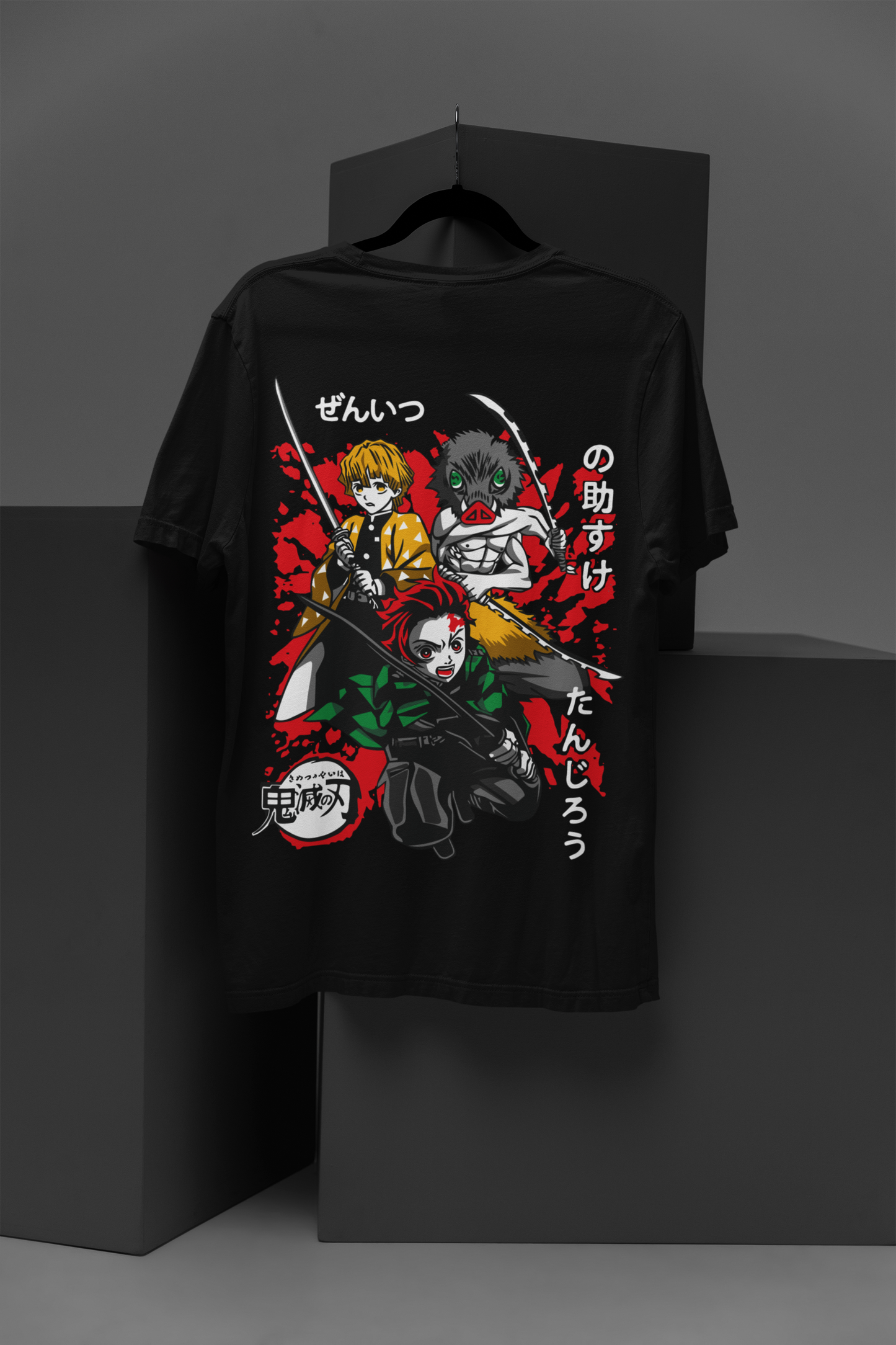 Demon Slayer Unisex Regular fit Tshirt, Anime Graphic T-shirt, Black, Cotton, Anime Print (D035)
