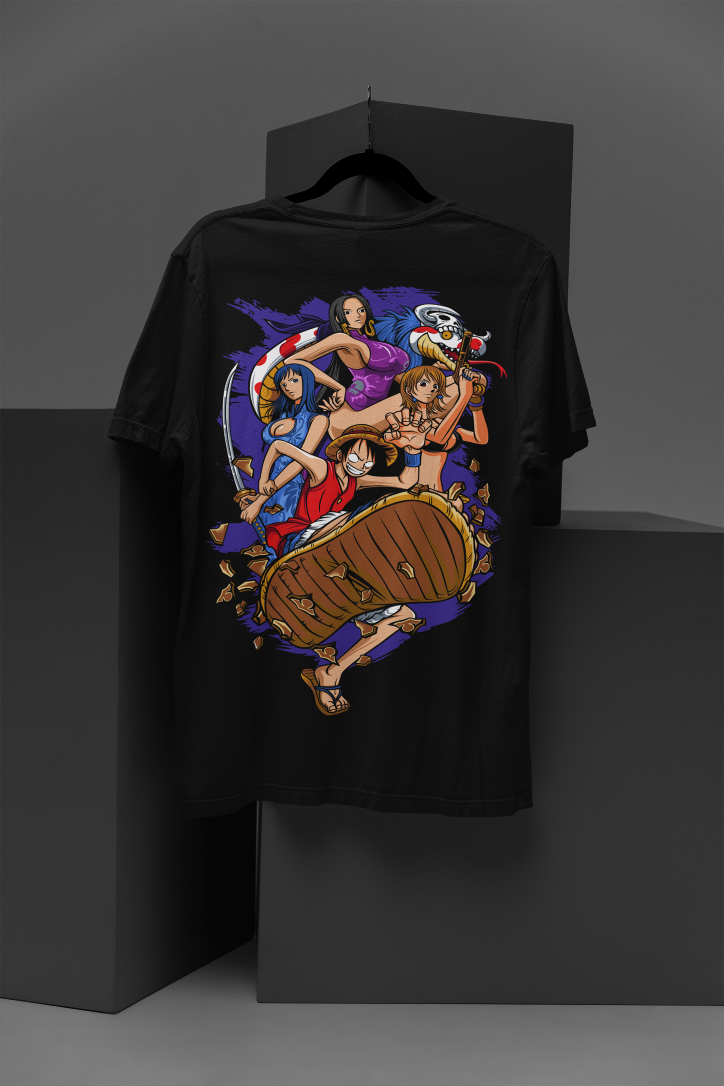 One Piece  Unisex Regular fit Tshirt, Anime Graphic T-shirt, Black, Cotton, Anime Print (OP-64)