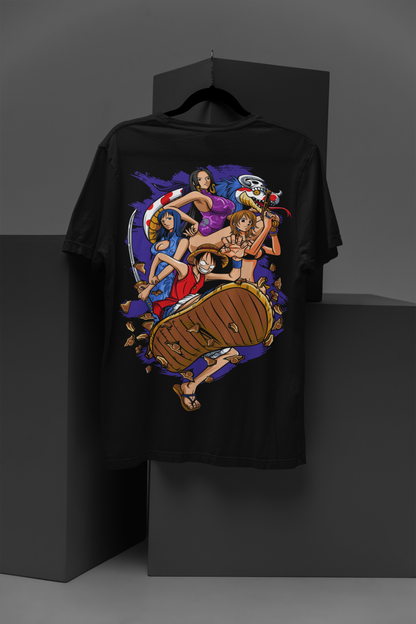 One Piece  Unisex Regular fit Tshirt, Anime Graphic T-shirt, Black, Cotton, Anime Print (OP-64)