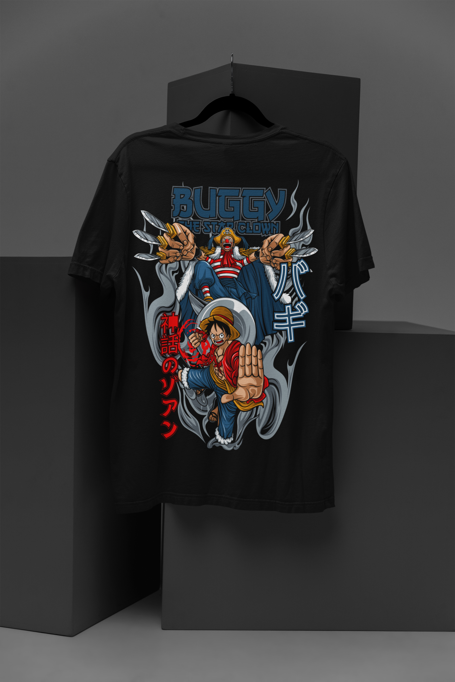 Buggy One Piece  Unisex Regular fit Tshirt, Anime Graphic T-shirt, Black, Cotton, Anime Print