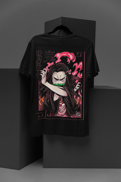 Nezuko Demon Slayer Unisex Regular fit Tshirt, Anime Graphic T-shirt, Black, Cotton, Anime Print