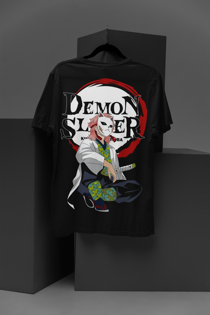 Demon Slayer Unisex Regular fit Tshirt, Anime Graphic T-shirt, Black, Cotton, Anime Print (D042)