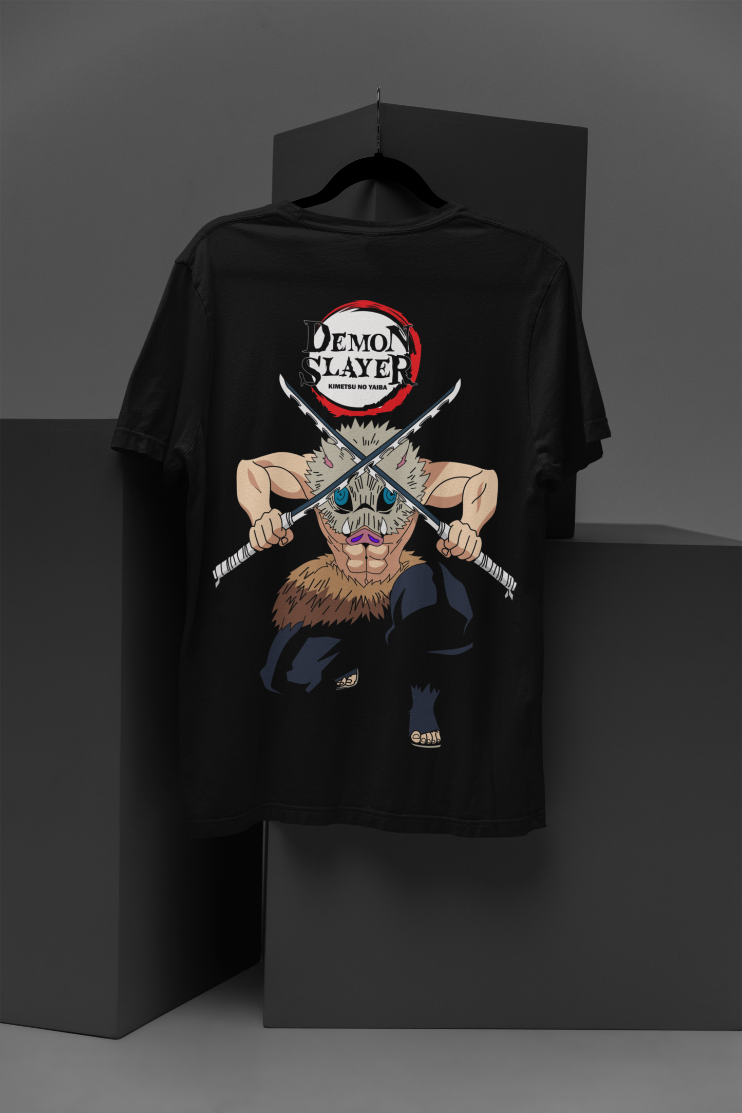Inosuke Hashibira Demon Slayer Unisex Regular fit Tshirt, Anime Graphic T-shirt, Black, Cotton, Anime Print