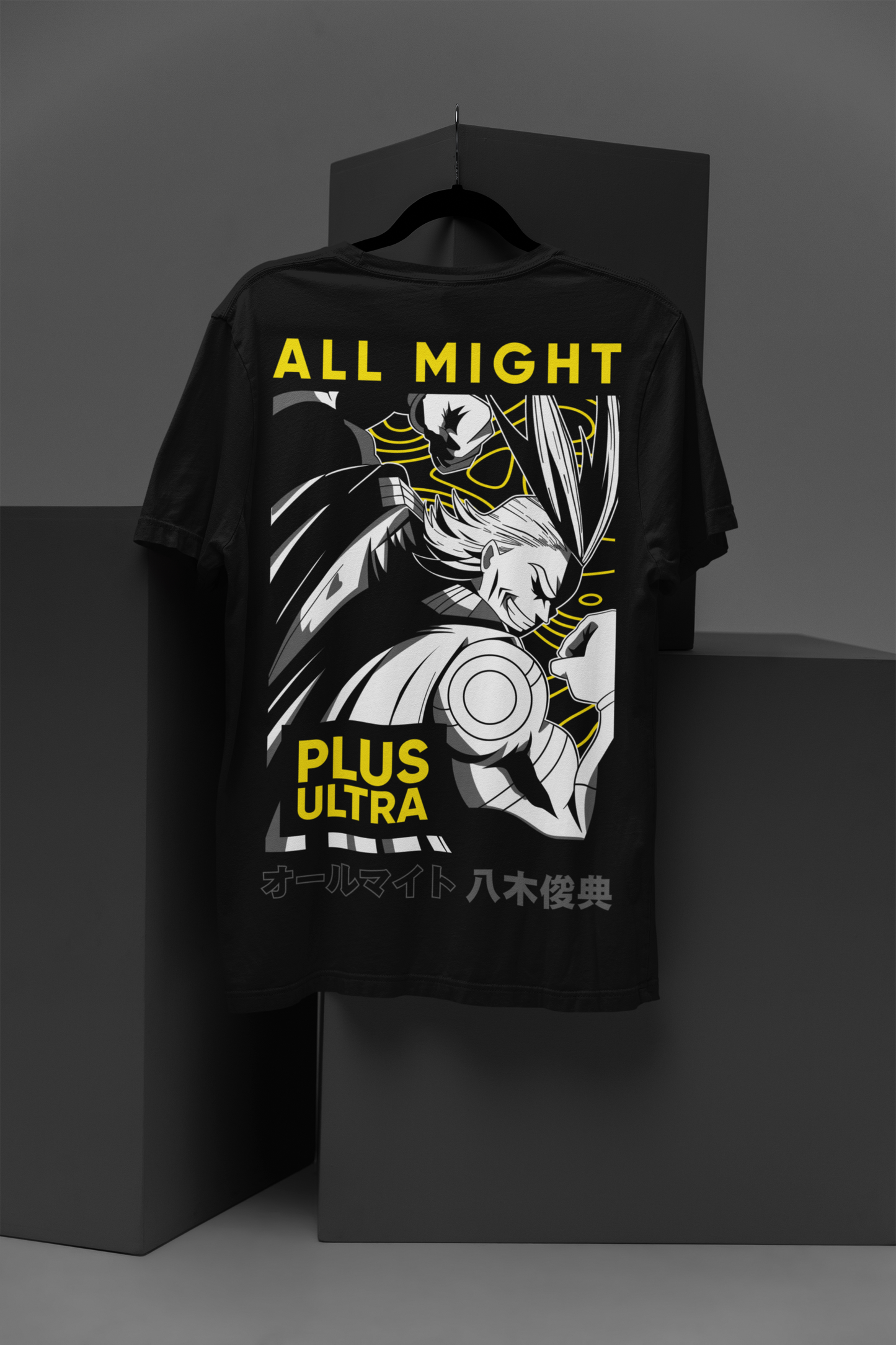 All Might (D-2) My Hero Academia Unisex Regular fit Tshirt, Anime Graphic T-shirt, Black, Cotton, Anime Print