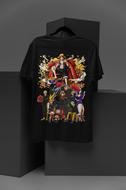 One Piece  Unisex Regular fit Tshirt, Anime Graphic T-shirt, Black, Cotton, Anime Print (OP-77)