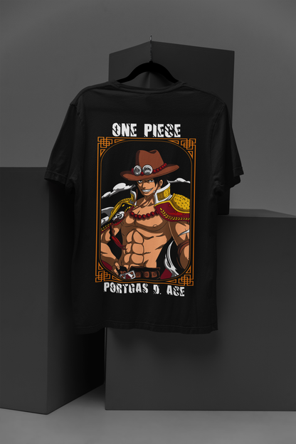 Portgas D. Ace One Piece  Unisex Regular fit Tshirt, Anime Graphic T-shirt, Black, Cotton, Anime Print