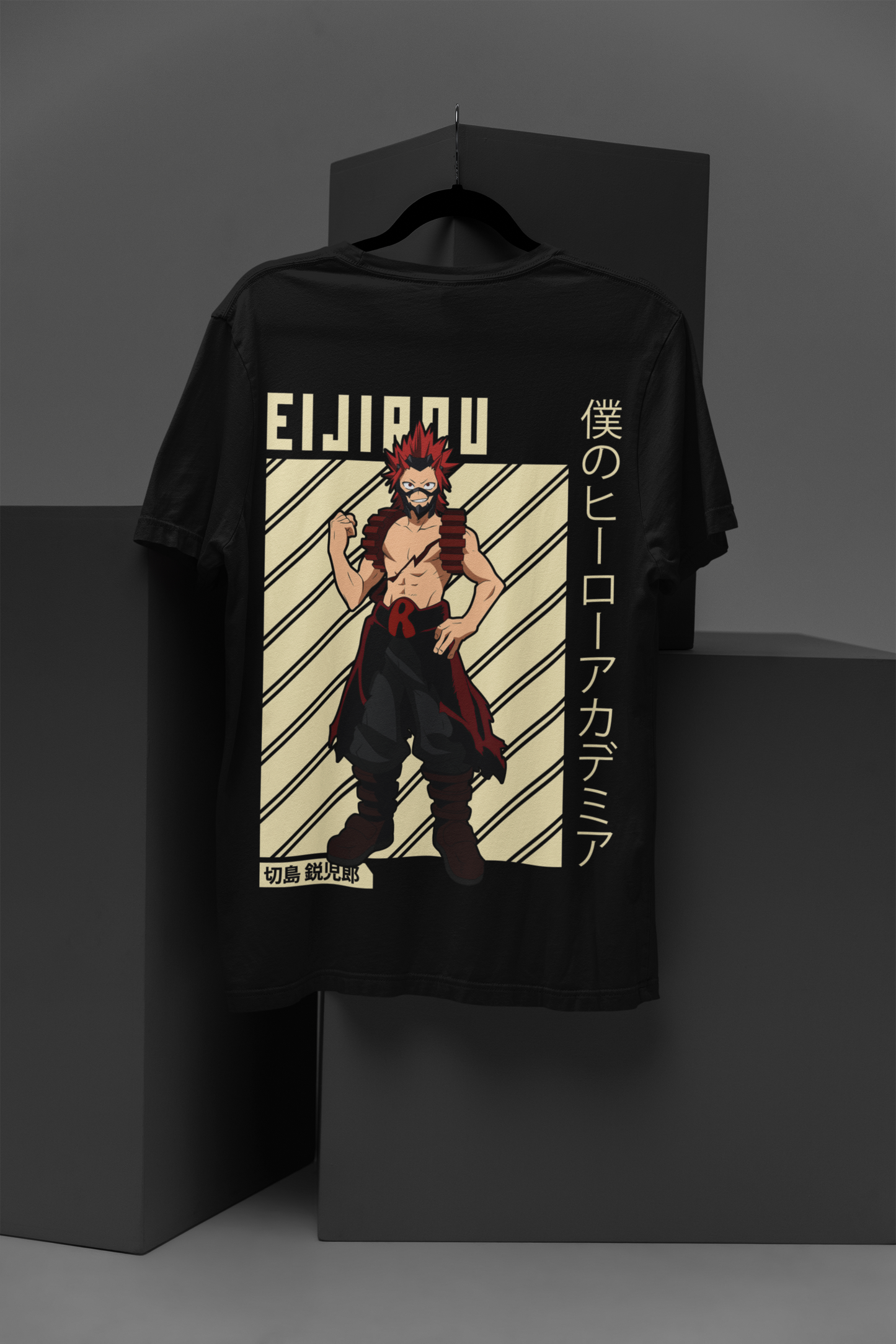 Eijiro Kirishima My Hero Academia Unisex Regular fit Tshirt, Anime Graphic T-shirt, Black, Cotton, Anime Print