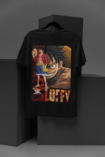 Luffy (D-3) One Piece  Unisex Regular fit Tshirt, Anime Graphic T-shirt, Black, Cotton, Anime Print