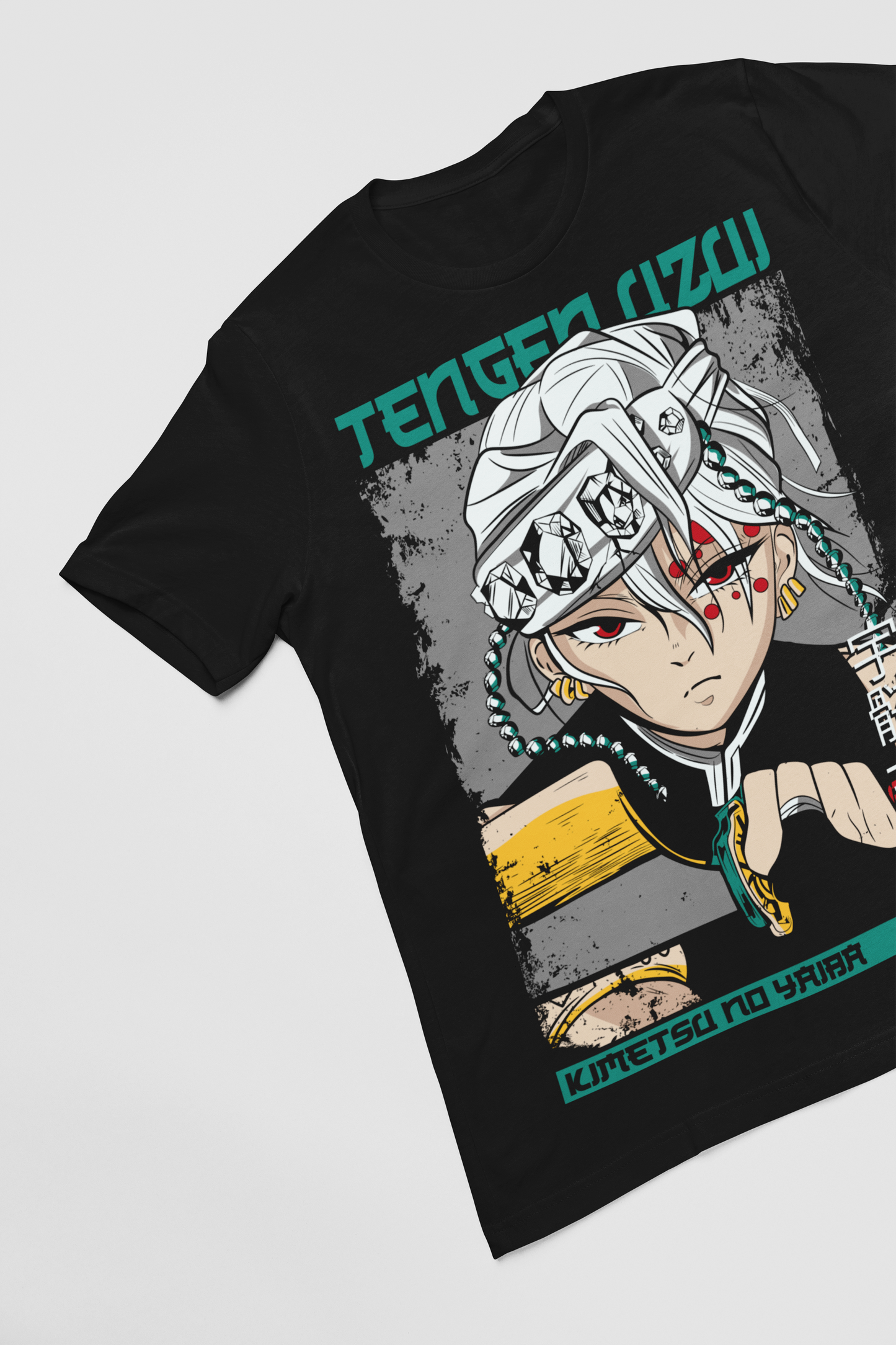 Tengen Uzui D-2 Demon Slayer Unisex Regular fit Tshirt, Anime Graphic T-shirt, Black, Cotton, Anime Print